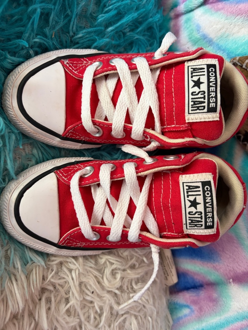 Converse Kids Red Low-Top All Star Sneakers with White Laces